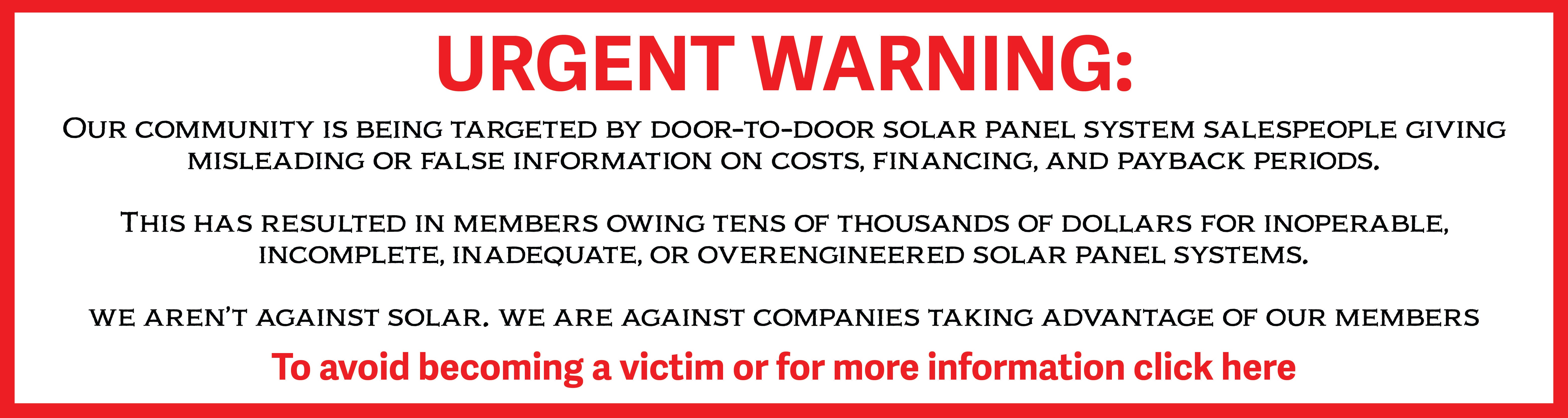 Urgent Solar Warning